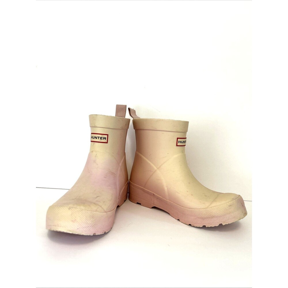Hunter Girls Size 13 Pink Rubber Short Rain Boots Waterproof Ankle Slip On